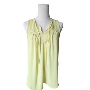 Gap Womens Fluroscent Yellow Sleeveless Split Neck Tie Blouse Top Small Relaxed